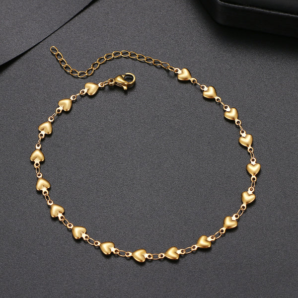 Fashion New Chain Heart Anklets Barefoot Gold Color Anklet