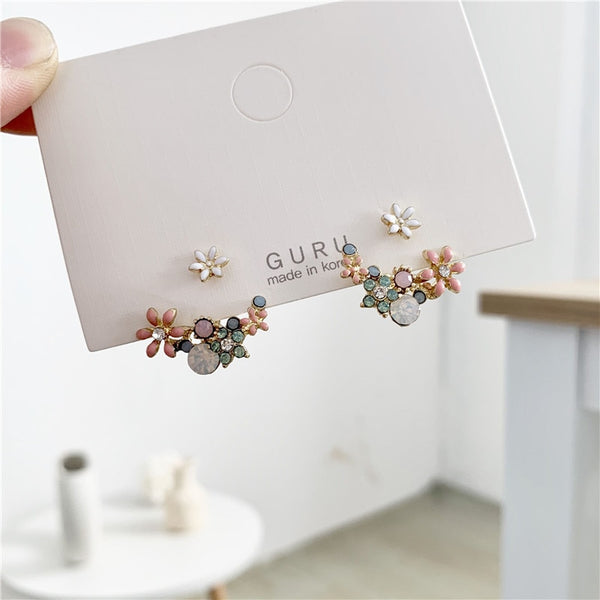 fashion jewelry fresh cute hook drop oil flower stud earrings