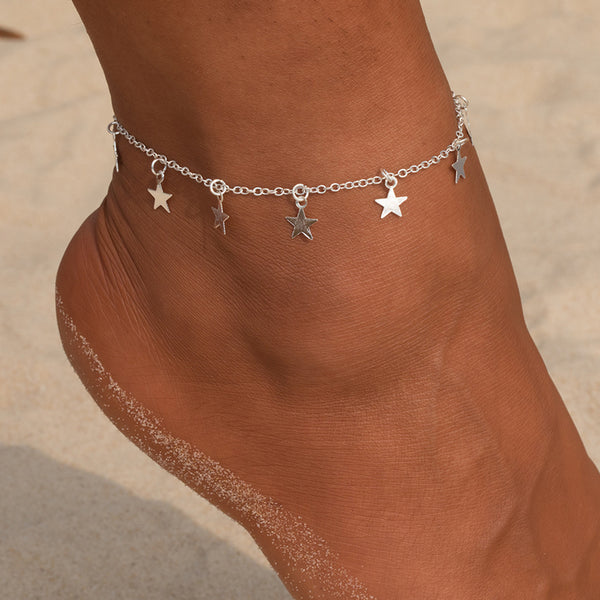 Gold Color Pentagram Anklets Barefoot Foot Jewelry Leg New Anklets