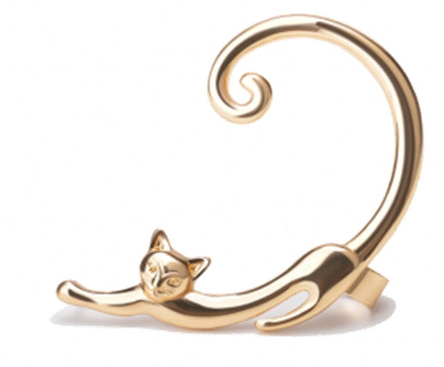 luxury Rose Gold Color Exaggerated Gecko Lizards Earrings Elegant Metal Cat Ear Clip