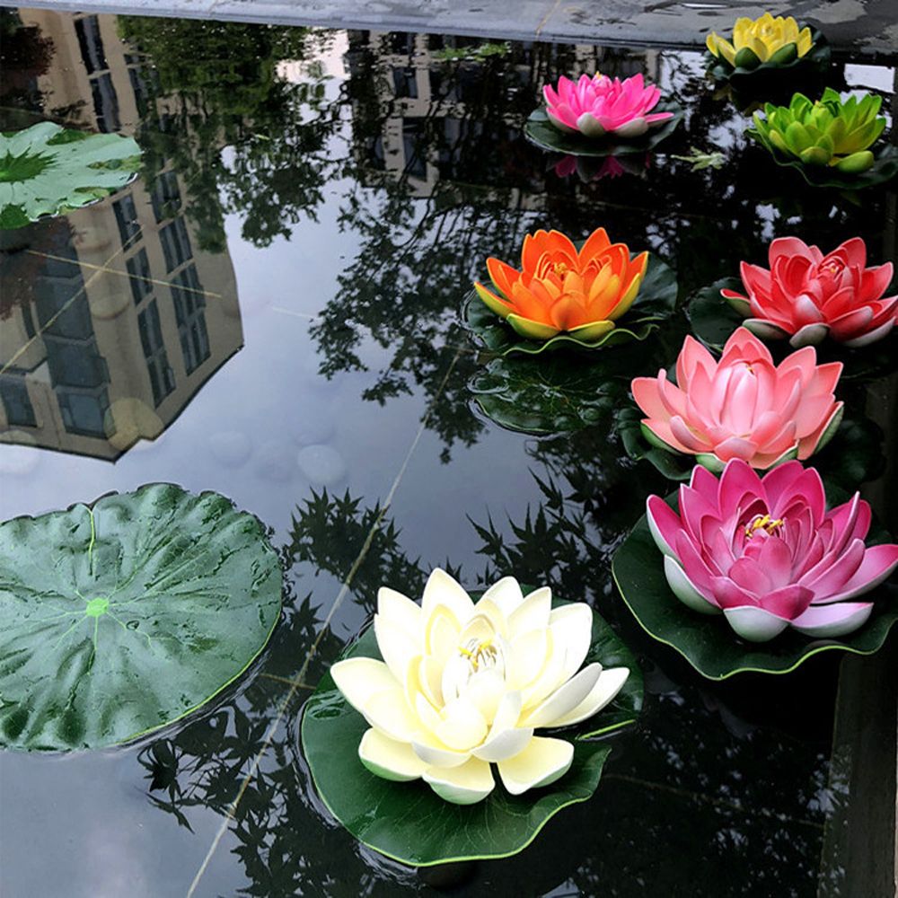 3Pcs Floating Artificial Flower Lifelike Water Lily Micro Landscape for Wedding