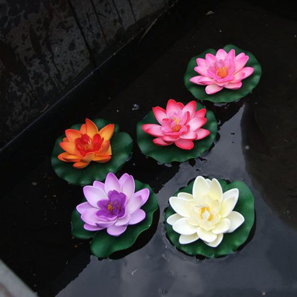 3Pcs Floating Artificial Flower Lifelike Water Lily Micro Landscape for Wedding