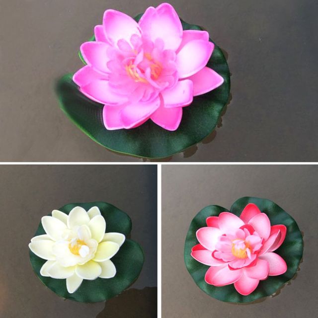 3Pcs Floating Artificial Flower Lifelike Water Lily Micro Landscape for Wedding