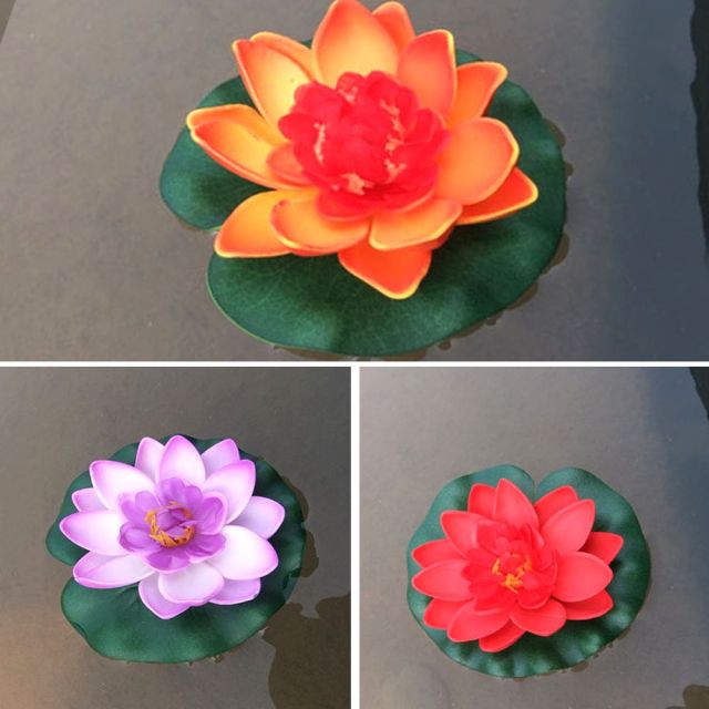 3Pcs Floating Artificial Flower Lifelike Water Lily Micro Landscape for Wedding