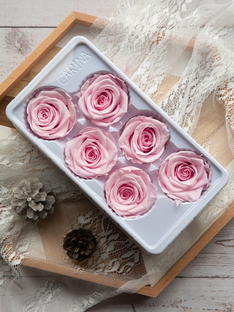 6Pcs/Box A Grade High Quality Preserved Rose Head  Gift Box