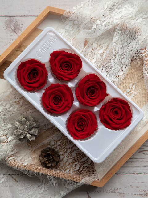 6Pcs/Box A Grade High Quality Preserved Rose Head  Gift Box