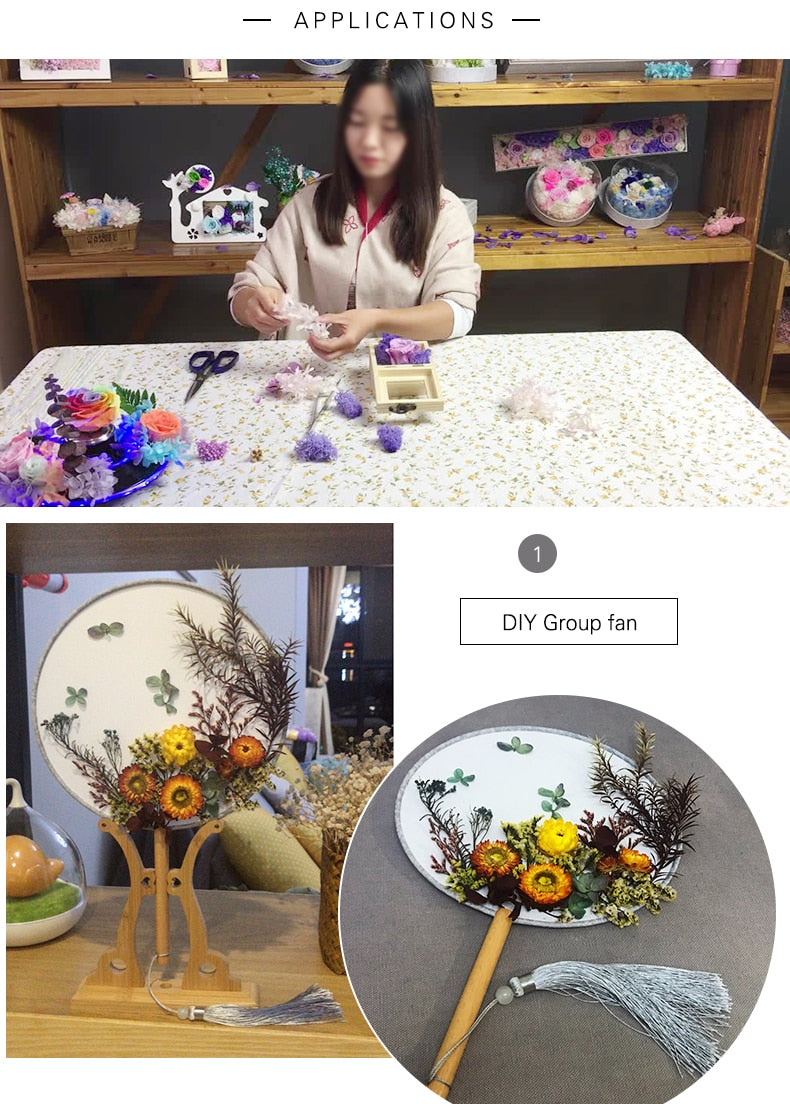 DIY Real Dried Flower Dry Plants Dry Leaf For Round fan