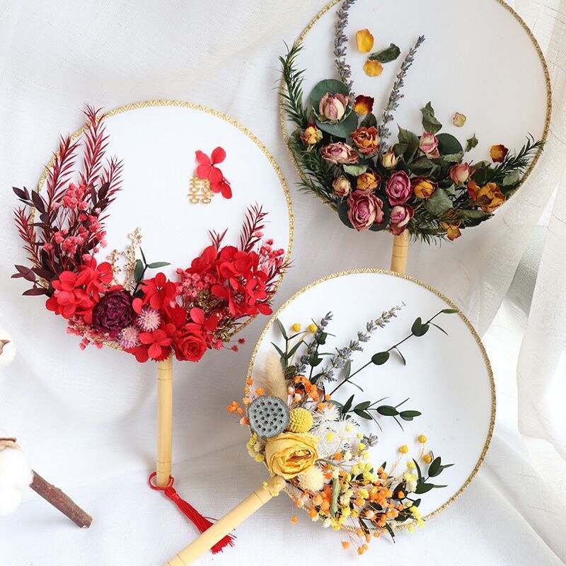 DIY Real Dried Flower Dry Plants Dry Leaf For Round fan