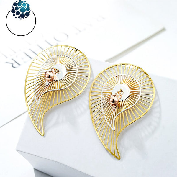 Women Earrings 24K Plated Cold Piercing Cuff Leaf African Stud Earring