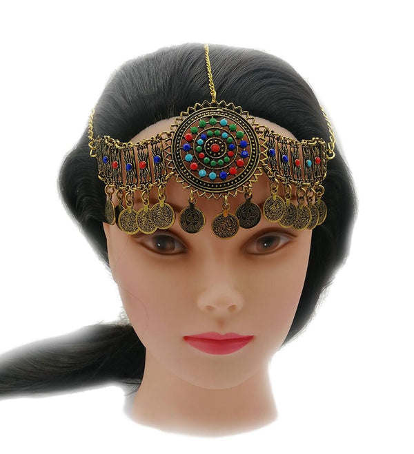 Bohemia Coin Bead Head Chain Headdress   Jewelry Set