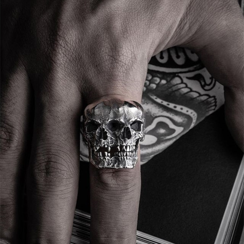 Unique Gothic Mens Skull Ring 316L Stainless Steel Rings for Men