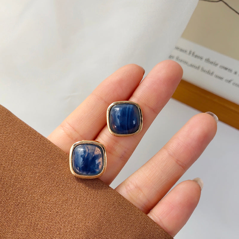 S925 needle Trendy Jewelry Blue Resin Earrings