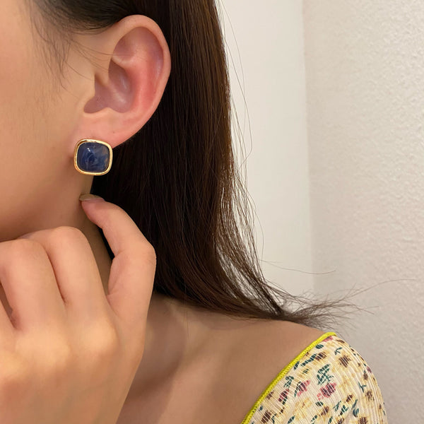 S925 needle Trendy Jewelry Blue Resin Earrings