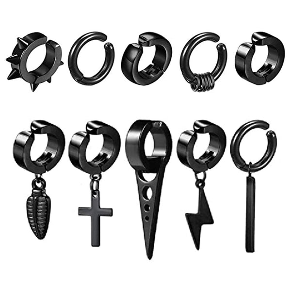 10 Pcs/1 Set Clip-on Hoop Earrings