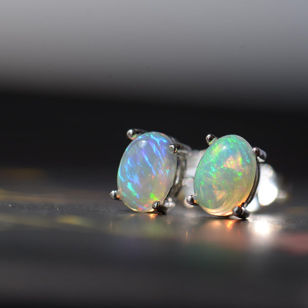 Natural Stone Opal Earrings s925 Silver Lucky Hope Elf Studs Earring