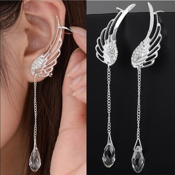 Women Angel Wings Feather Earrings Ear Stud