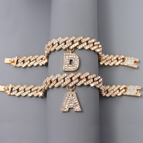 Punk Hip Hop Bling Crystal Cuban Link Chain Anklets for Women