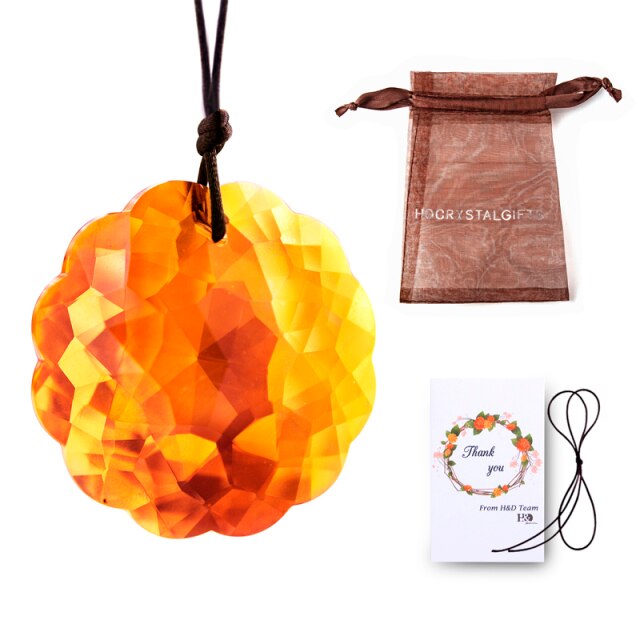 Orange Mandala Drop Hanging Crystals Chandelier Prisms