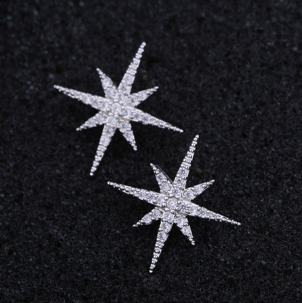 Fashion Elegant Simple Star Crystal Stud Earrings