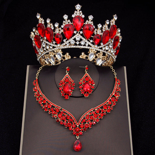 Fashion Tiara Crown Earring Necklace Wedding Jewelry  Set