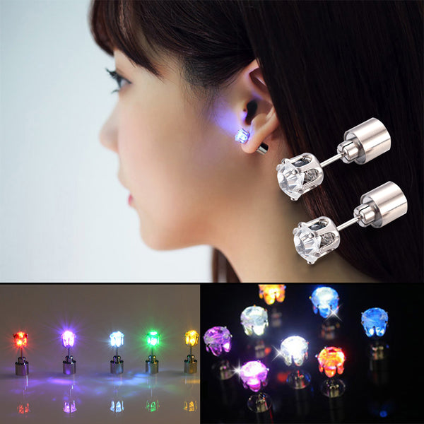 1/2Pcs Light Up LED Bling Ear Stud Earrings