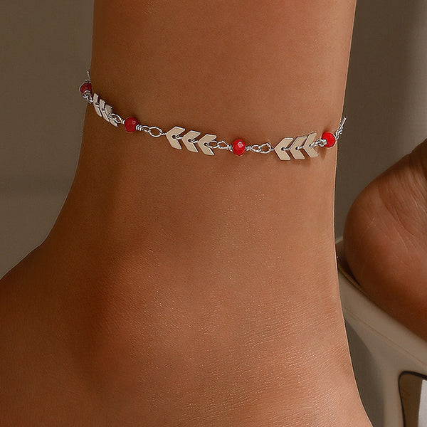 Fashion Adjustable Red Beaded Anklets for Women