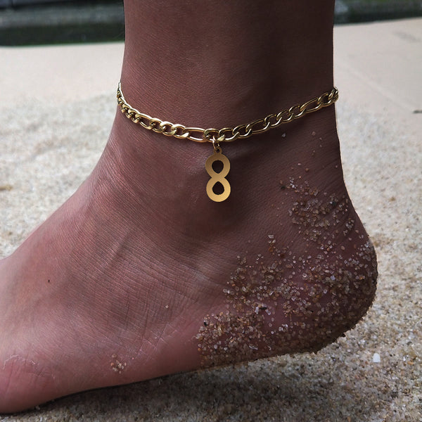 Stainless Steel Infinity Symbol Anklets Fashion Cuban Chain