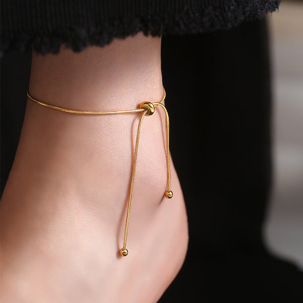 Simple Design 316L Stainless Steel Gold Snake Bone Chain Anklet