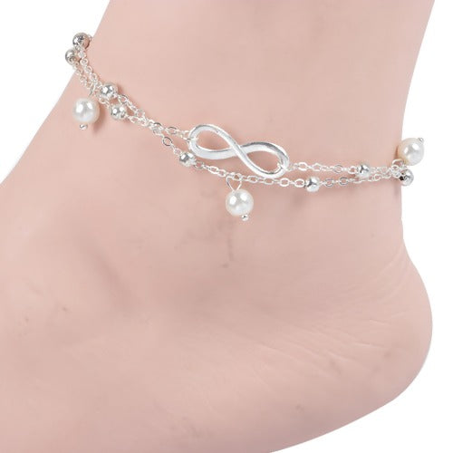 Boho Female Double Layered Anklets Barefoot  Ankle Bracelets