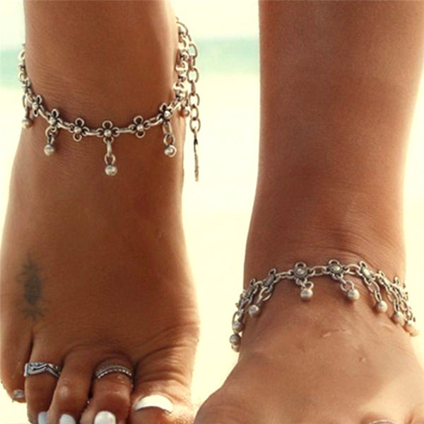 Flower Anklet Bracelet for Women Bohemia Style Beach Leg Chain