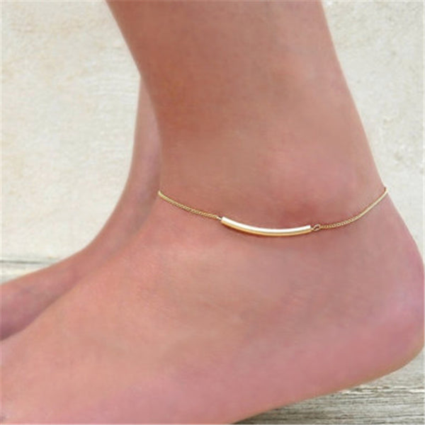 Trendy Summer Crooked Tube Chain Anklet For Woman