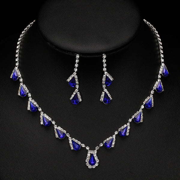 Romantic Royal Blue Crystal Bridal Jewelry Set