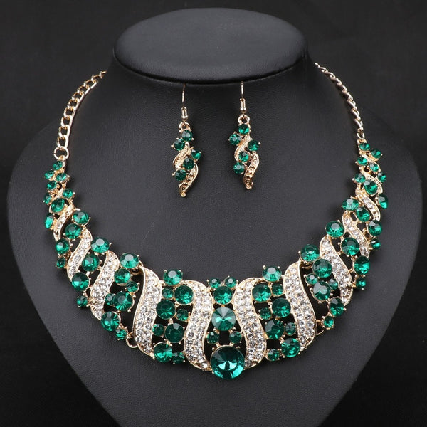 Vintage Collar Rhinestone Crystal Choker Necklaces Jewelry Sets