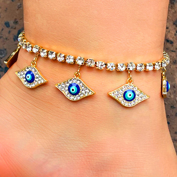 Fashion Blue Evil Eye Pendant Anklet Bracelet For Women