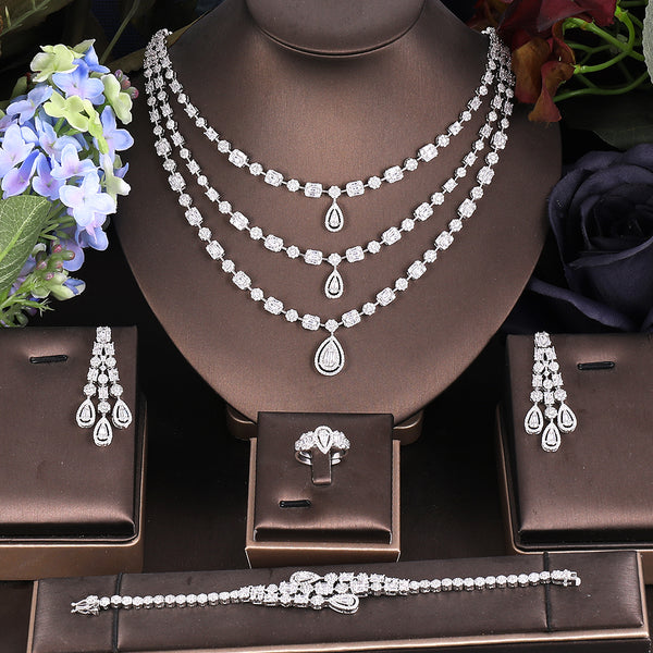 4pcs Bridal Zirconia Full Jewelry Sets For Women Party