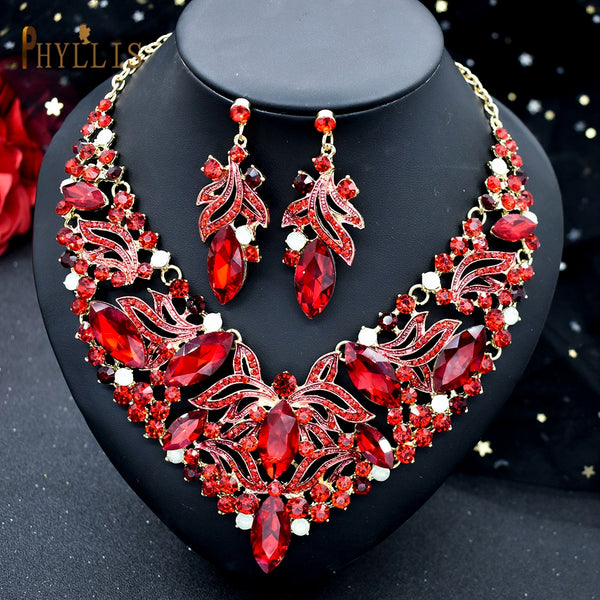 Fashion Crystal Bridal Jewelry Sets African Wedding Earrings Necklace Sets