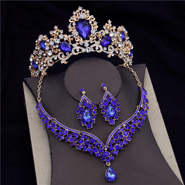 Crown Diadem Earrings Bridal Necklace Sets