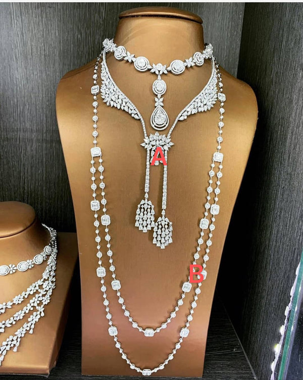 4pcs Bridal  Luxury Dubai Nigeria CZ Crystal Wedding necklace sets