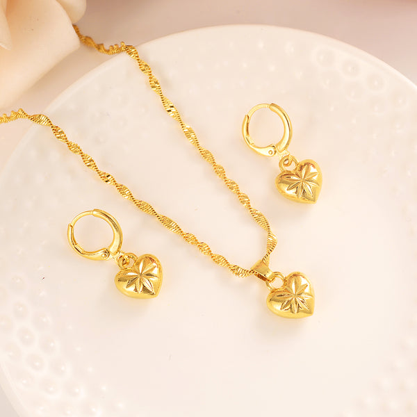 gold Necklace Earring Set Women Party Gift