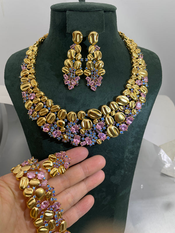 Trendy Fashion4 PCS Luxury Waterdrop Indian Jewelry Sets