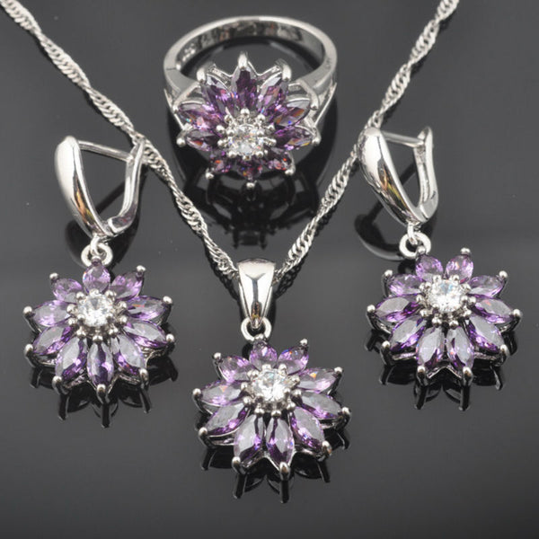 Purple Zirconia  Crystal Costume Jewelry Sets