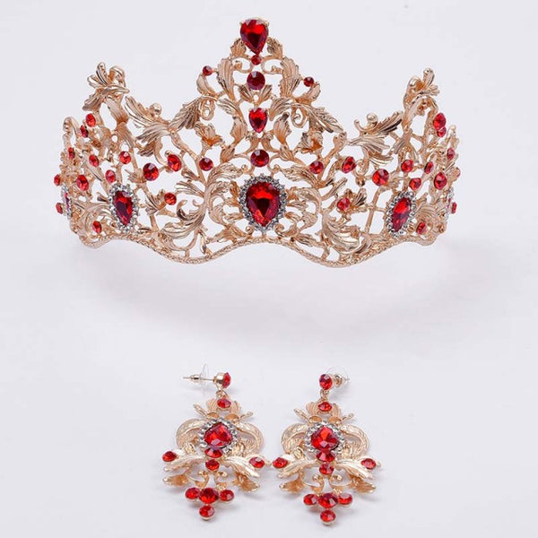 Luxury Baroque Crown Earring Jewelry Sets