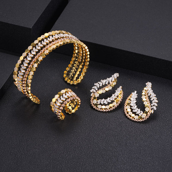 3pcs Bridal Zirconia Full Jewelry Sets For Women