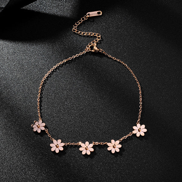 Beautiful Stainless Steel 5 Daisy anklet