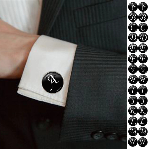 Men Fashion A-Z Alphabet Cufflinks