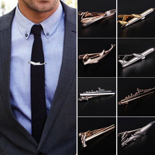 Men Alloy Metal Gold Color Tie Clips