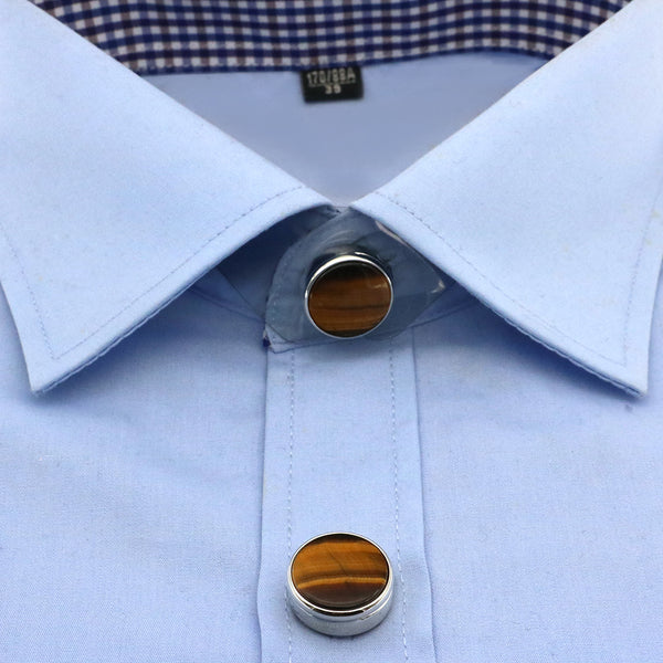 Natrual Stone Design Button Cover Cufflinks