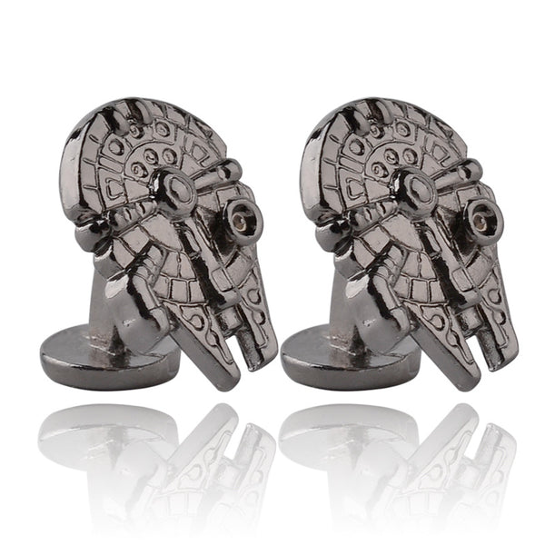 Vintage Gothic Fighter Warship Spaceship Cufflinks For Men