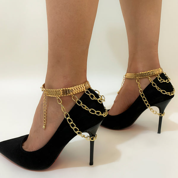 Multi Layered Chain Tassel Bracelets Anklets