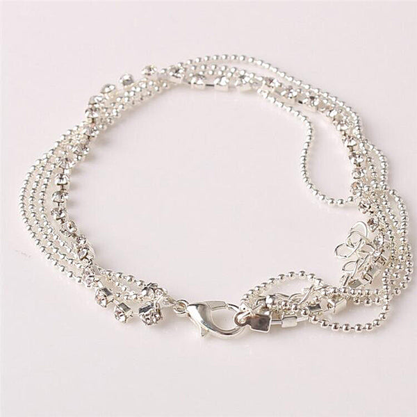 Ladies Crystal Beads Multilayer Chain Fashion Ankle Bracelet